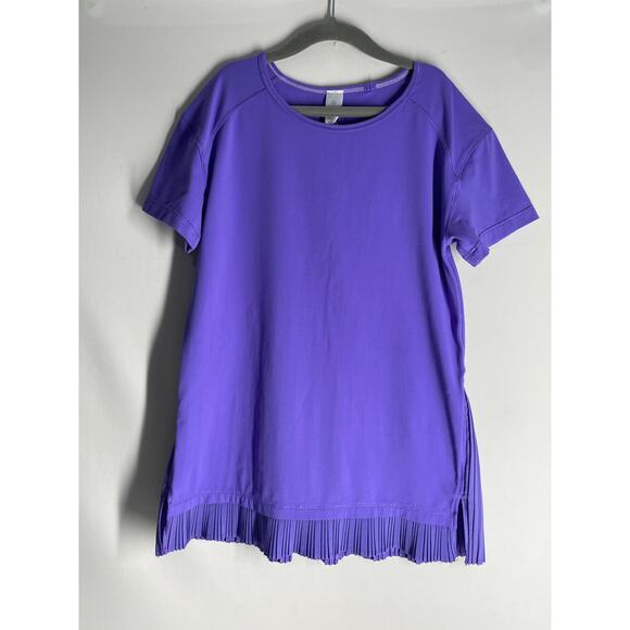 Ivivva Girls Lululemon Purple Pleated Short Sleeve T-shirt Athletic Size 14 - Picture 1 of 5